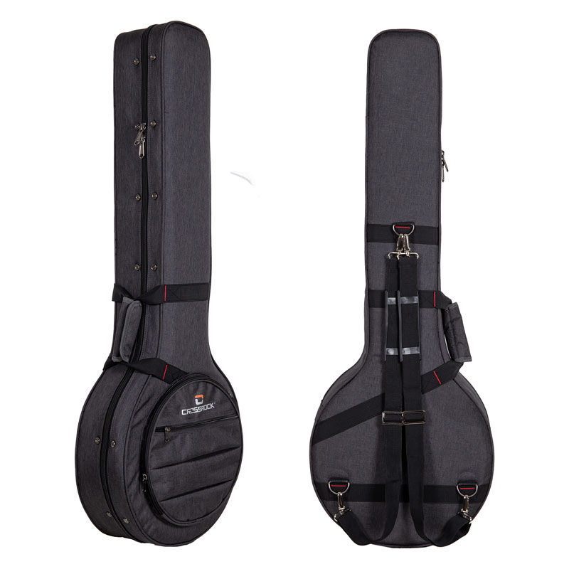 Crossrock CRSG107BJ Banjo Gig Bag - Beschermende Rugzak Voor 5-Snarige Resonator Banjo Donkergrijs